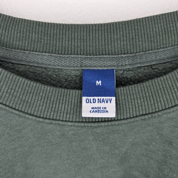 Old Navy Drop Shoulder Crew Neck Green Sweatshirt Sz M - Picture 2 of 7
